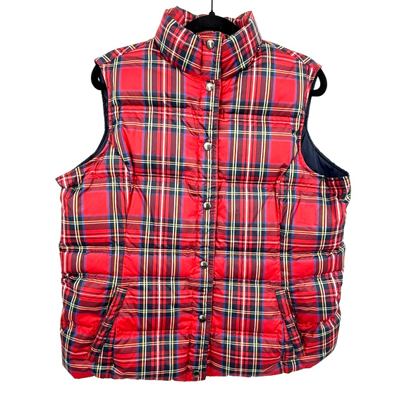 Lands' End Vest Women's L (14/16) Tartan Check Pattern Outdoor Fall Down Blend - Picture 1 of 8